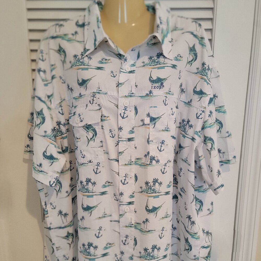 Men’s Izod Saltwater Performance Vented Fishing Fathers Day Summer Dad Shirt 2XB